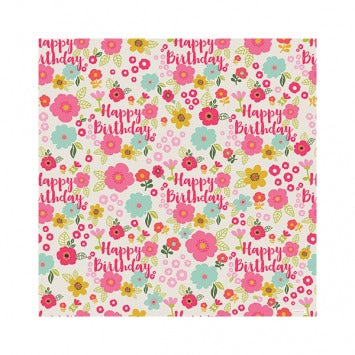 Floral Birthday Gift Wrap 5ft x 30in
