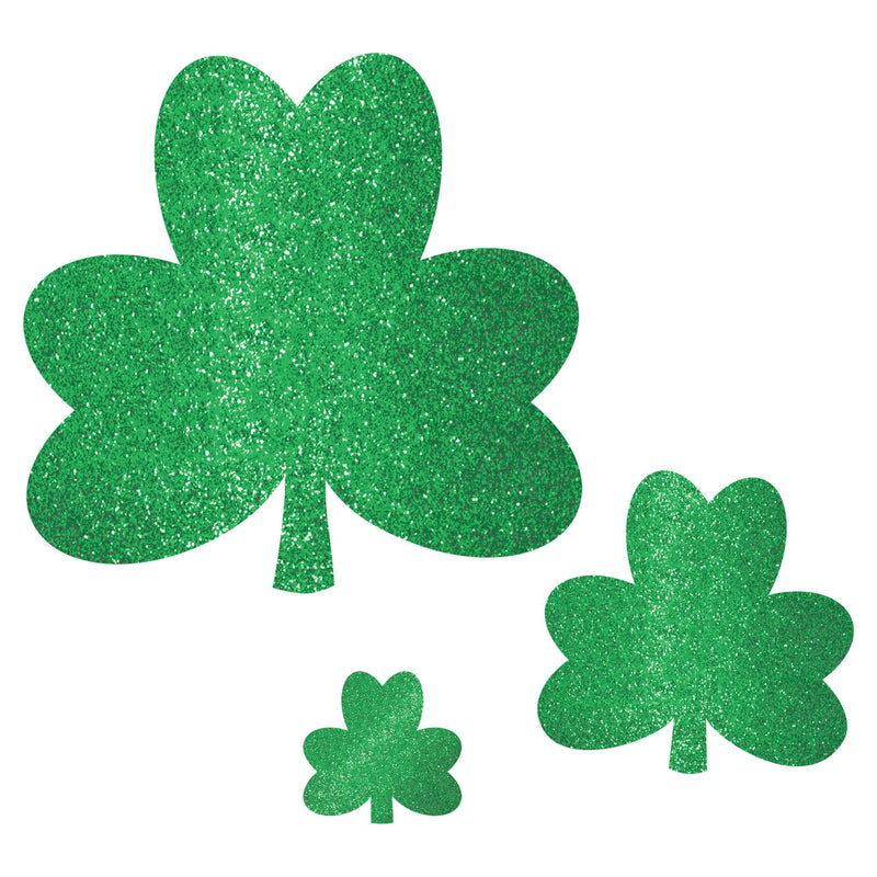 Glitter Shamrock Mega Value Pack Cutouts 4 1/2in, 6 1/2in, 10 1/2in 20/ct