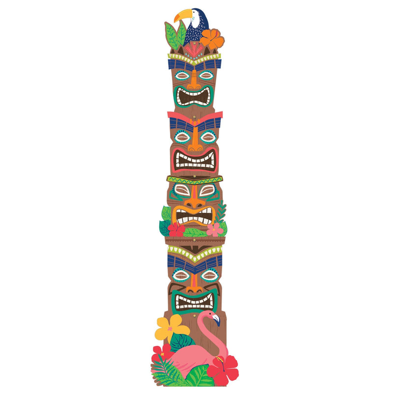 Tropical Jungle Tiki Totem Pole Jointed Cutout 81in 1/ct