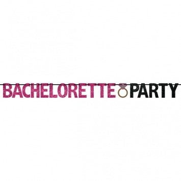 Bachelorette Party Banner - Glitter Ribbon, 12in; Letters, 5in