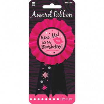 Kiss Me...It's My Birthday Award Ribbon 5 1/2in