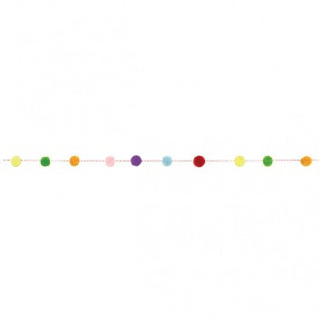 Rainbow Confetti Pom Pom Garland 72in x 1 1/8in