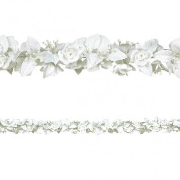 White Rose & Leaf Garland 6ft