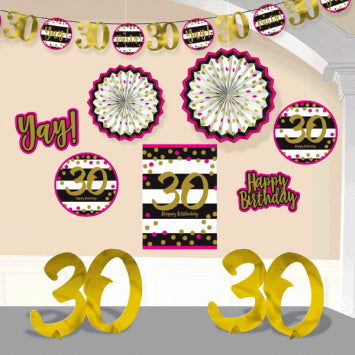 Pink and Gold Milestone 30 Room Decorating Kit
