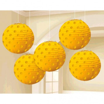 Mini Hot Stamp Lanterns - Yellow Sunshine 5in 5/ct