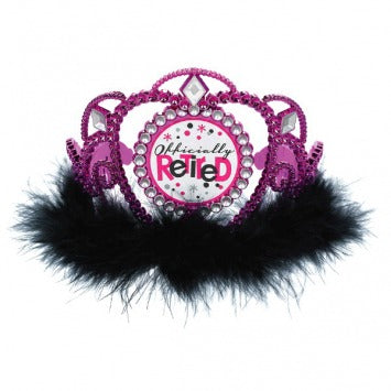 Officially Retired Electroplated Tiara w/Marabou 4 3/4in x 5in