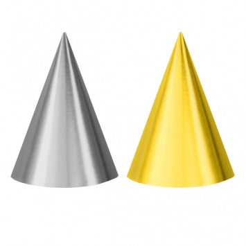 Birthday Accessories Silver & Gold Cone Party Hats 7in 12/ct