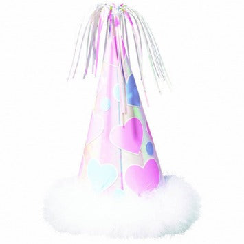 Iridescent Cone Hat w/Marabou 10in