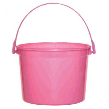 Bright Pink Plastic Bucket w/Handle 6.25in Dia x 4 1/2in H