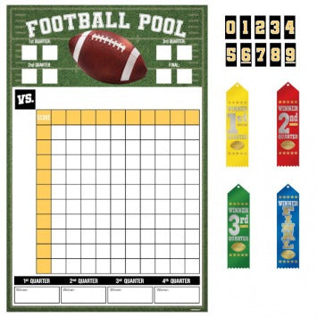 Football Pool Game with Ribbons 1 Game Sheet 18in W x 27 1/2in H; 4 award ribbons; 1 sheet of numbers