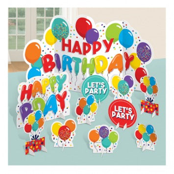 Birthday Celebration Table Decoration 1 Background, 13 9/10in, 10 Centerpieces, 5 3/10in - 7 4/5in