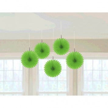 Kiwi Mini Hanging Fan Decorations 6in 5/ct