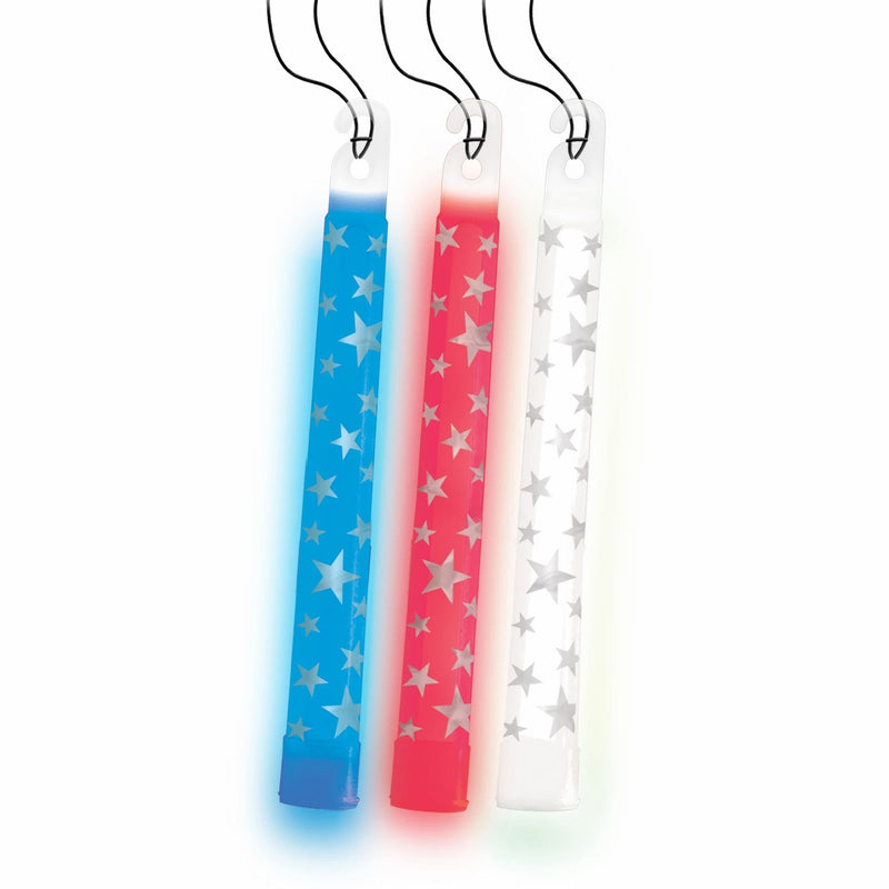 Patriotic Printed Glow Sticks 6in 3/ct