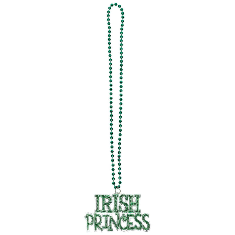 Irish Princess Bead Necklace w/Plastic Pendant 36in 1/ct