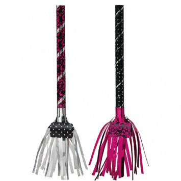 Black & Pink Fringed Blowouts 17 1/2in 8/ct