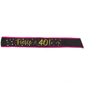 Pink and Gold Milestone 40 Fabric Sash