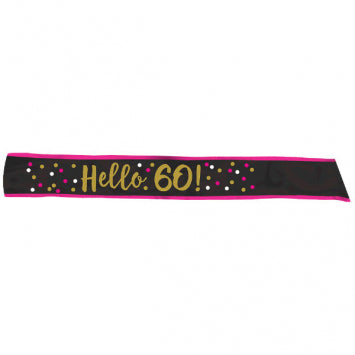 Pink and Gold Milestone 60 Fabric Sash