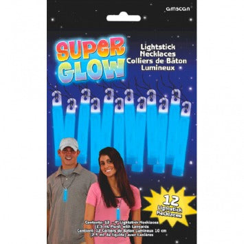 Blue Glow Stick Necklaces 4in 12/ct