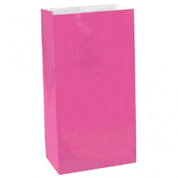 Mini Paper Bag - Bright Pink 6 1/2in H x 3in W x 2in D 12/ct