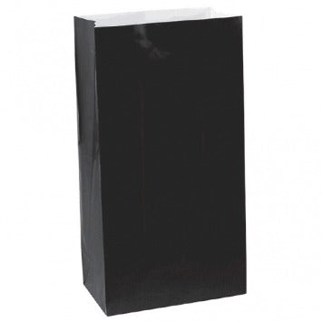 Mini Paper Bag - Black 6 1/2in H x 3in W x 2in D 12/ct