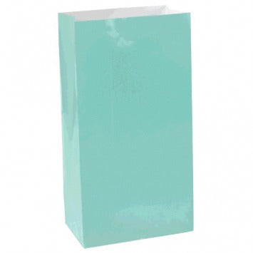 Large Packaged Paper Bag - Robins Egg Blue 10in H x 5 1/4in W x 3in D 12/ct