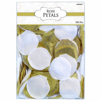 Fabric Confetti Petals - Gold/White 2in 300/ct