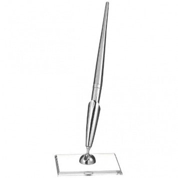 Pen with Base - Electroplated Silver 7 1/2in x 2 5/8in 2/ct