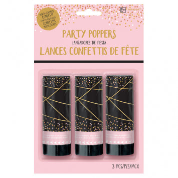 Blush Sixteen Confetti Party Poppers 3/ct