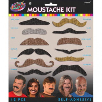 Let's Party Moustache Kit 12/ct