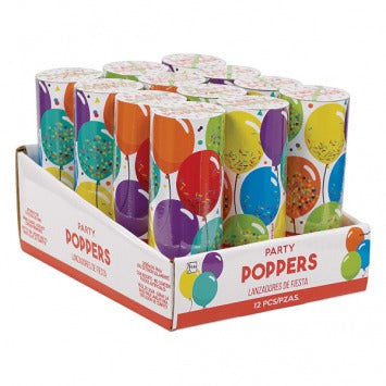 Birthday Celebration Confetti Poppers popper, 4 1/4in H x 1 1/2in dia 12/ct