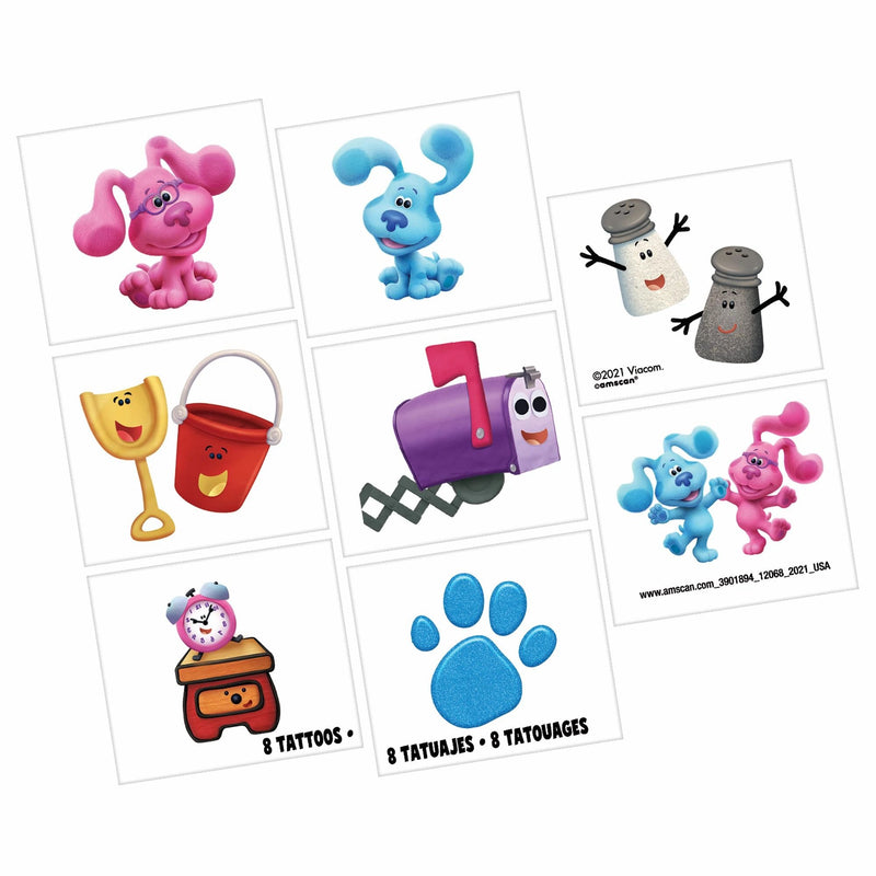 Blues Clues Tattoos 2in x 1 3/4in 8/ct