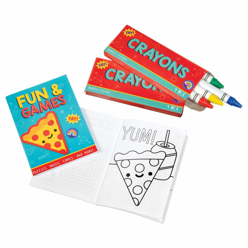 Coloring Kit High Count Favor, Coloring Book, 3 1/2in x 2 5/8in; Crayons, 3 3/4in x 1 1/2in x 3/8in 12/ct