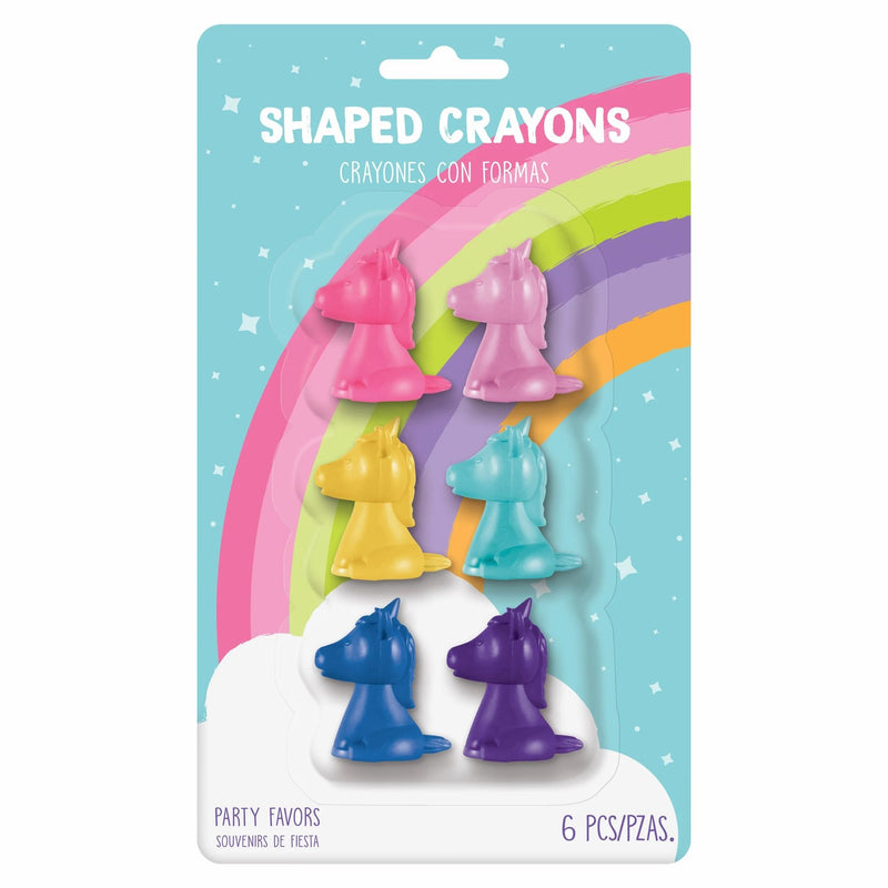 Unicorn Shaped Crayons 1 1/10in x 1 3/10in 6/ct