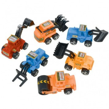 Pull Back Construction Vehicles 3 1/4in 6/ct