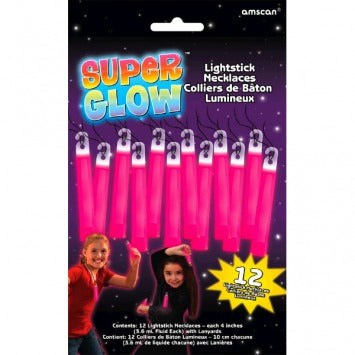 Glamour Pink Glow Stick Necklaces 4in 12/ct