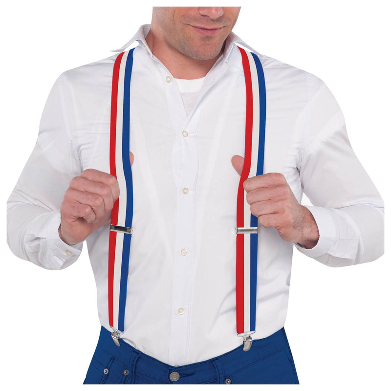 Patriotic Flag Striped Suspenders - One Size 1/ct
