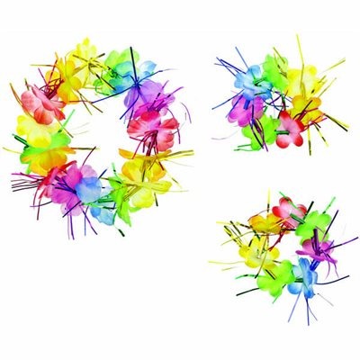 Rainbow Tinsel Accessory Pack: Wristlets 3in;  Head Wreath 8in 3/ct