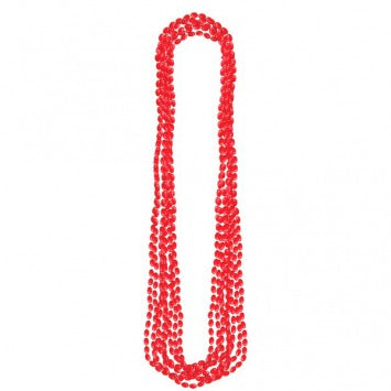 Red Metallic Bead Necklaces 30in 8/ct