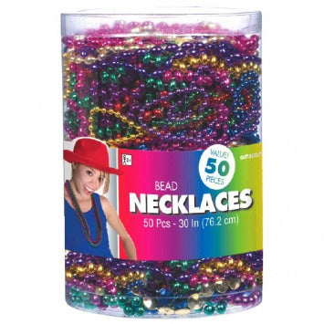 Jewel Tone Bead Necklaces 30in 50/ct