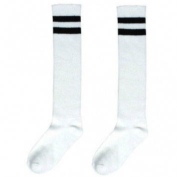 White Stripe Knee Socks - One Size Fits Most 2/ct