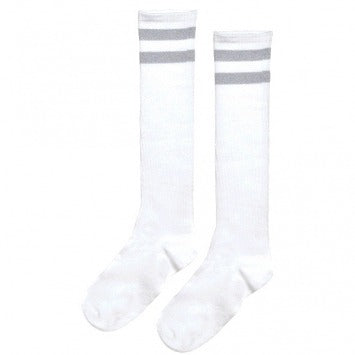 Silver Stripe Knee Socks - One Size Fits Most 2/ct