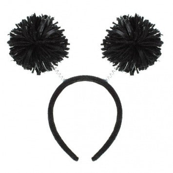 Black Pom Pom Headbopper 9in H X 4 1/4in W