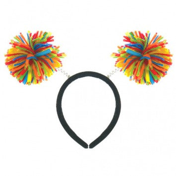 Rainbow Pom Pom Headbopper 9in H X 4 1/4in W