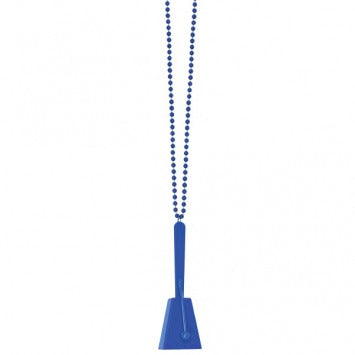 Blue Clacker Necklace: Necklace, 36in; Clacker, 3in x 4in