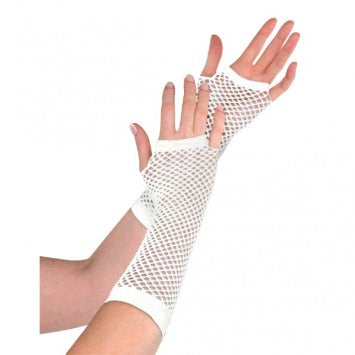 White Fishnet Long Gloves - One Size 2/ct