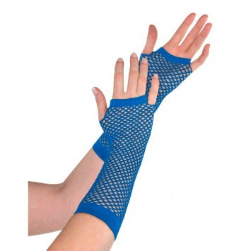 Blue Fishnet Long Gloves - One Size 2/ct