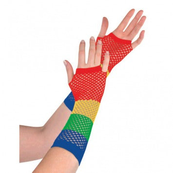 Rainbow Fishnet Long Gloves - One Size 2/ct