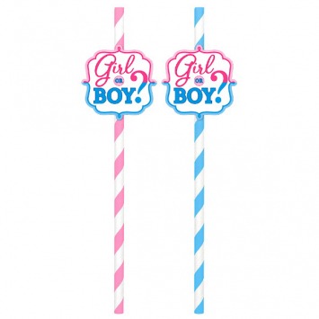 Girl or Boy? Paper Straws 9in 12/ct