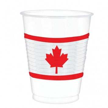 Canada Day Maple Leaf Plastic Cups 16oz 25/ct