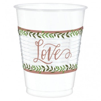 Love And Leaves Plastic Cups 16oz 25/ct